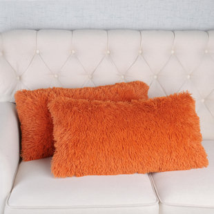orange shag pillow