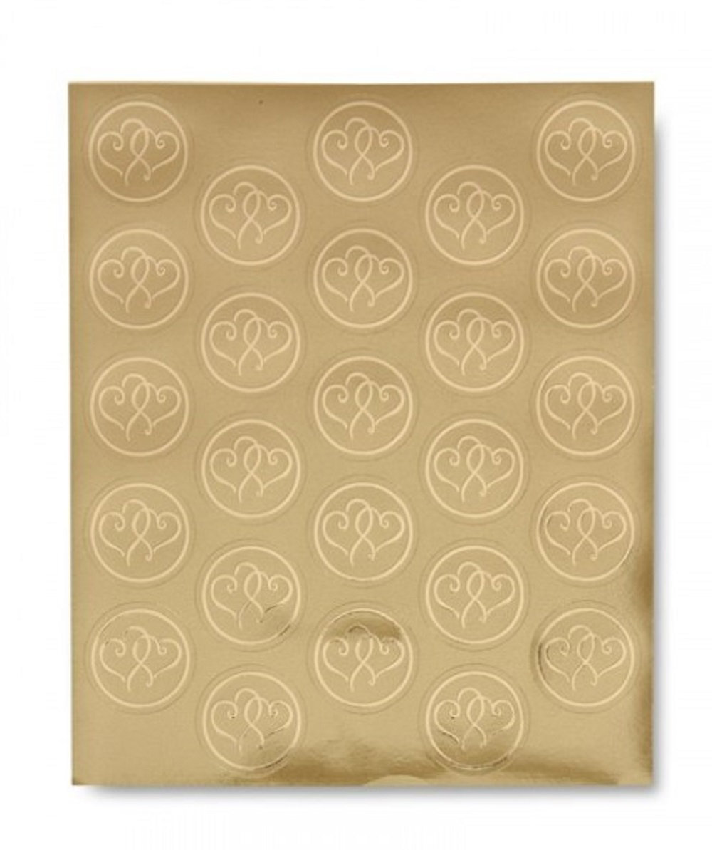 Gartner Gold Foil Double Heart Round Adhesive Seals Stickers 50 count package 