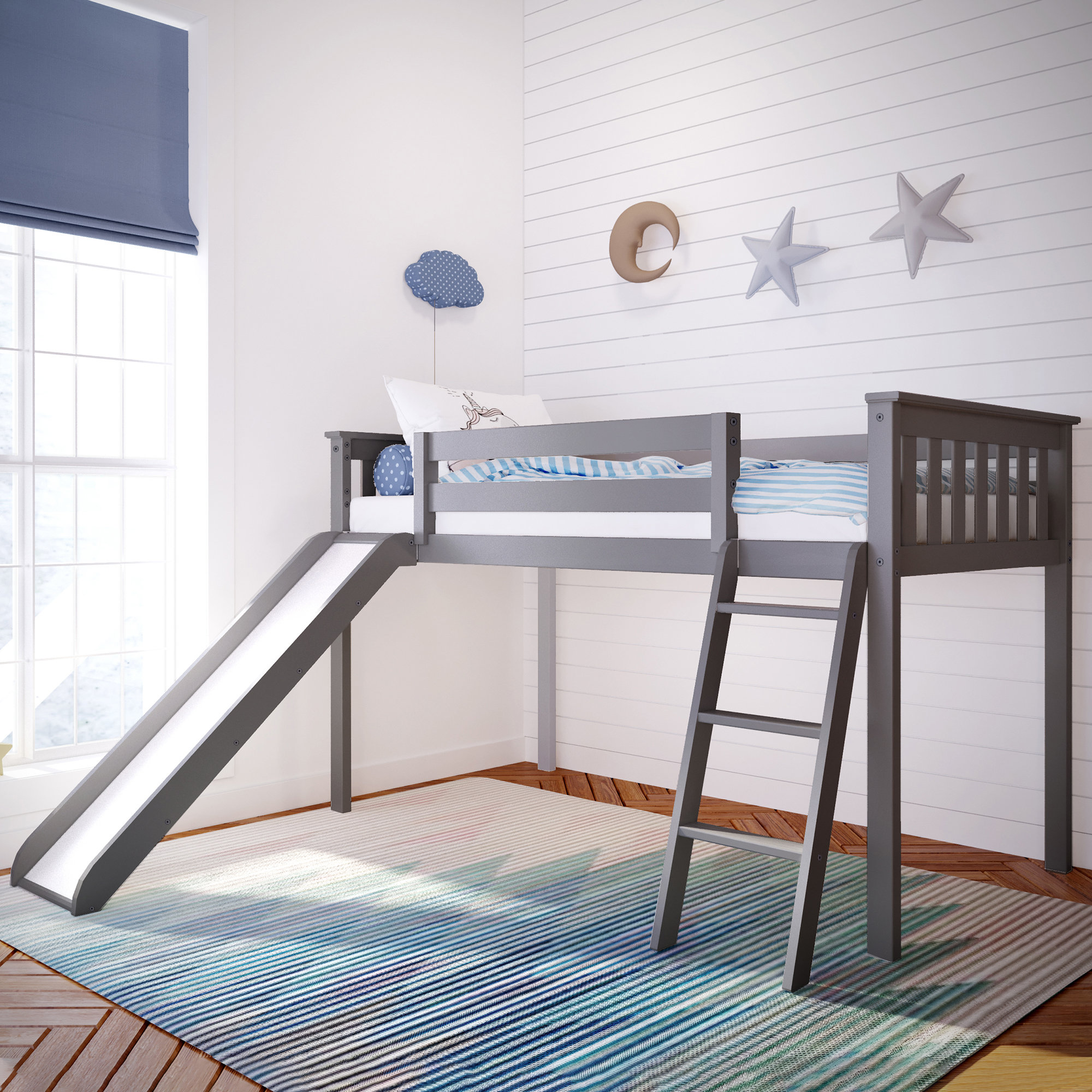 boy twin loft bed with slide