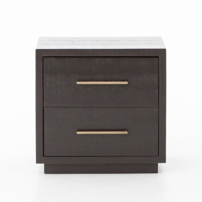 2 - Drawer Solid Wood Nightstand in Burnished Black by Joss and Main