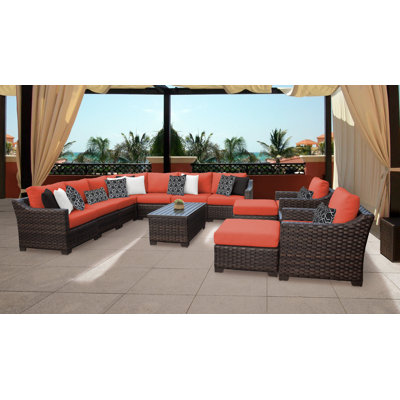 Wicker/Rattan 10 - Person Seating Group with Cushions by kathy ireland Homes and Gardens by TK Classics