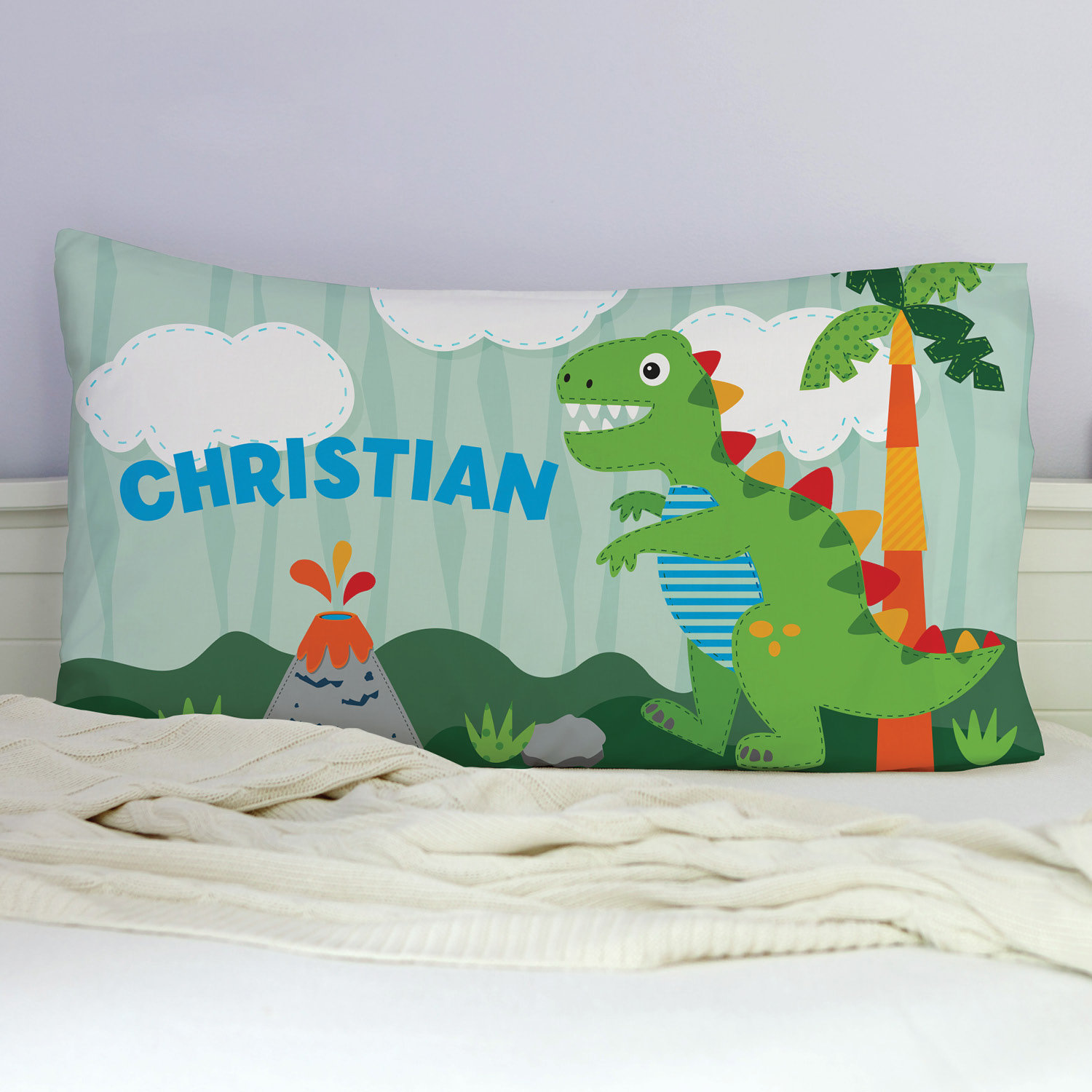 personalized dinosaur pillowcase