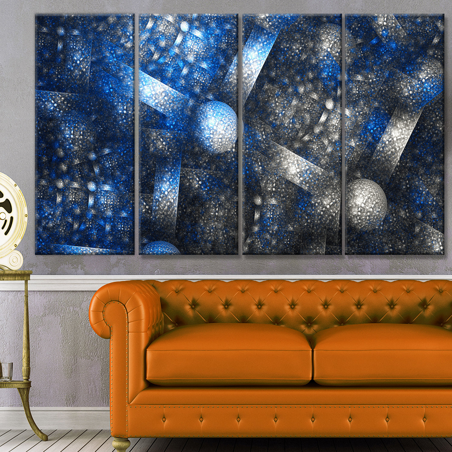 Designart Crystal Cell Dark Blue Steel Texture 4 Piece Graphic Art On Canvas Wayfair
