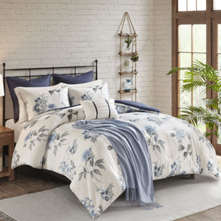 blue floral queen comforter set