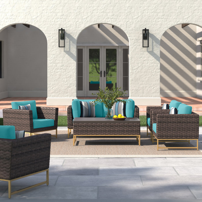 Joss and Main 4 Piece Sectional Seating Group with Cushions
