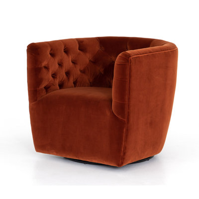 Holli 83.82Cm Wide Tufted Polyester Swivel Barrel Chair by Wade Logan