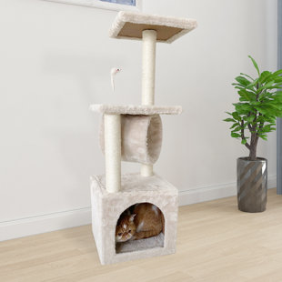 cat tree with two beds