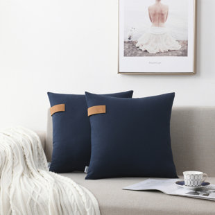 blue leather throw pillows