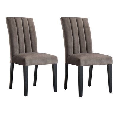 (Set Of 2) Chair Gursharon Fabric Upholstered Parsons Grey Chair by Everly Quinn