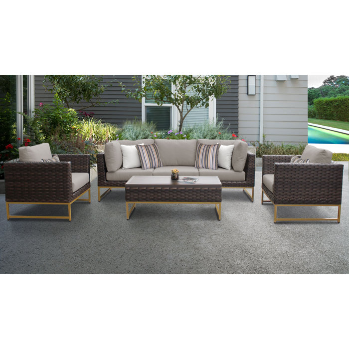 Joss and Main Nauvoo 6 Piece Rattan Sofa Seating Group with Cushions