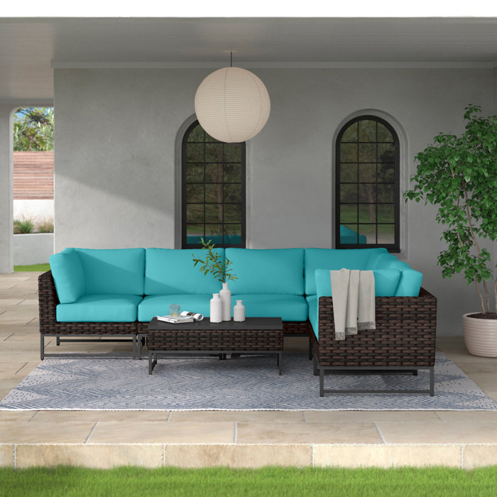 Joss and Main 7 Piece Sectional Seating Group with Cushions