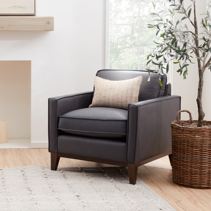 Joss and Main Cascades 33" Wide Genuine Leather Armchair