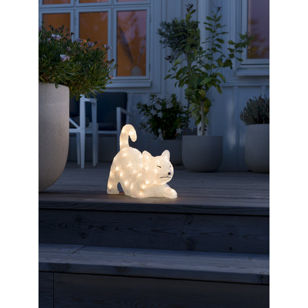 Fenster Bank Beleuchtung Katze Porzellan matt weiß Dekoration Beleuchtung Design