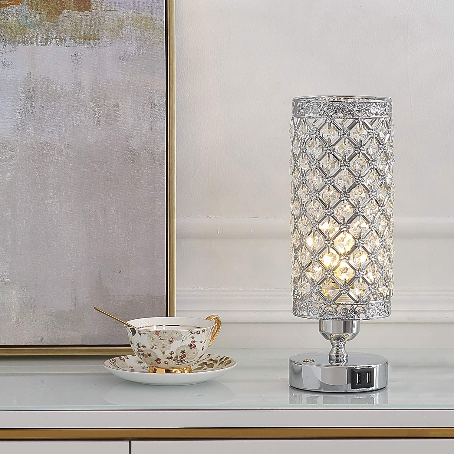 Rosdorf Park Crystal Bedside Table Lamp Yarra Decor 3 Color Options