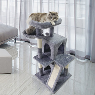 cat tree with two beds