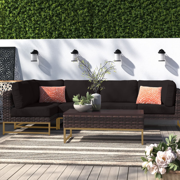 Joss and Main Nauvoo 6 Piece Rattan Sectional Seating Group