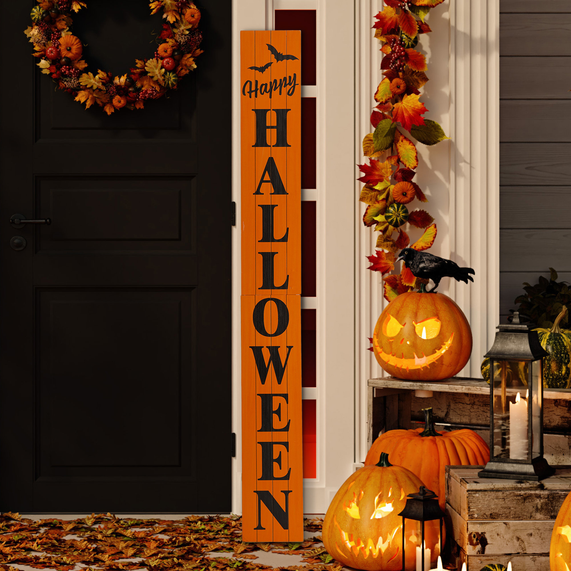 Jetlink Crafts Happy Halloween 5 Foot Wooden Porch Sign Wayfair