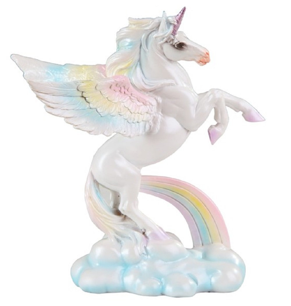 Unicorn In Snow With Stream Fantasy Figurine Statue 9" Long Polystone New 