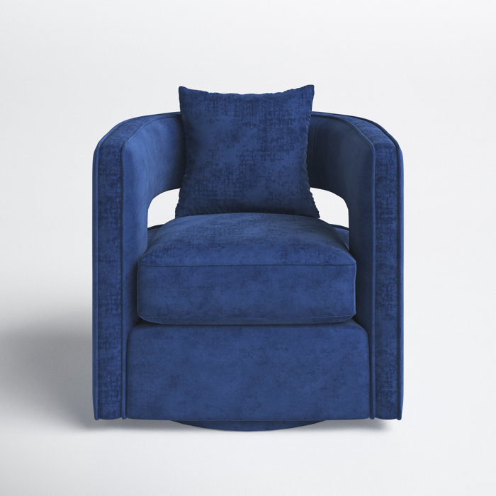Joss and Main Fritz 76.96Cm Wide Velvet Swivel Barrel Chair