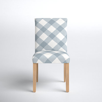 Angelina Cotton Upholstered Parsons Chair in Grayish Blue/White by Joss and Main