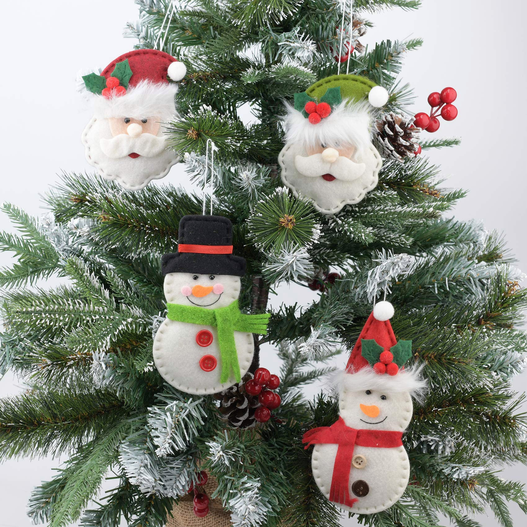 Pack of 8 Hanging Felt Ornaments Approx 5 Inches Each Christmas Tree Decorations Ornaments Christmas Santa Clause Snowman Candy Cane Stocking Design Pendant for Christmas Holiday Home Party Decor 