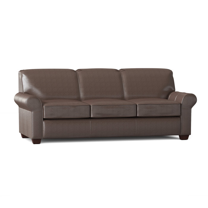 Lark Manor Mojave 81" Genuine Leather Rolled Arm Sofa