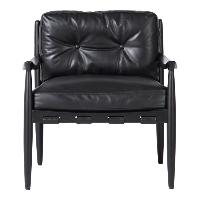 Joss and Main Eleana 28.5" Wide Tufted Top Grain Leather Armchair