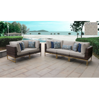 Nauvoo Outdoor Wicker Patio Sofa with Cushions by Joss and Main