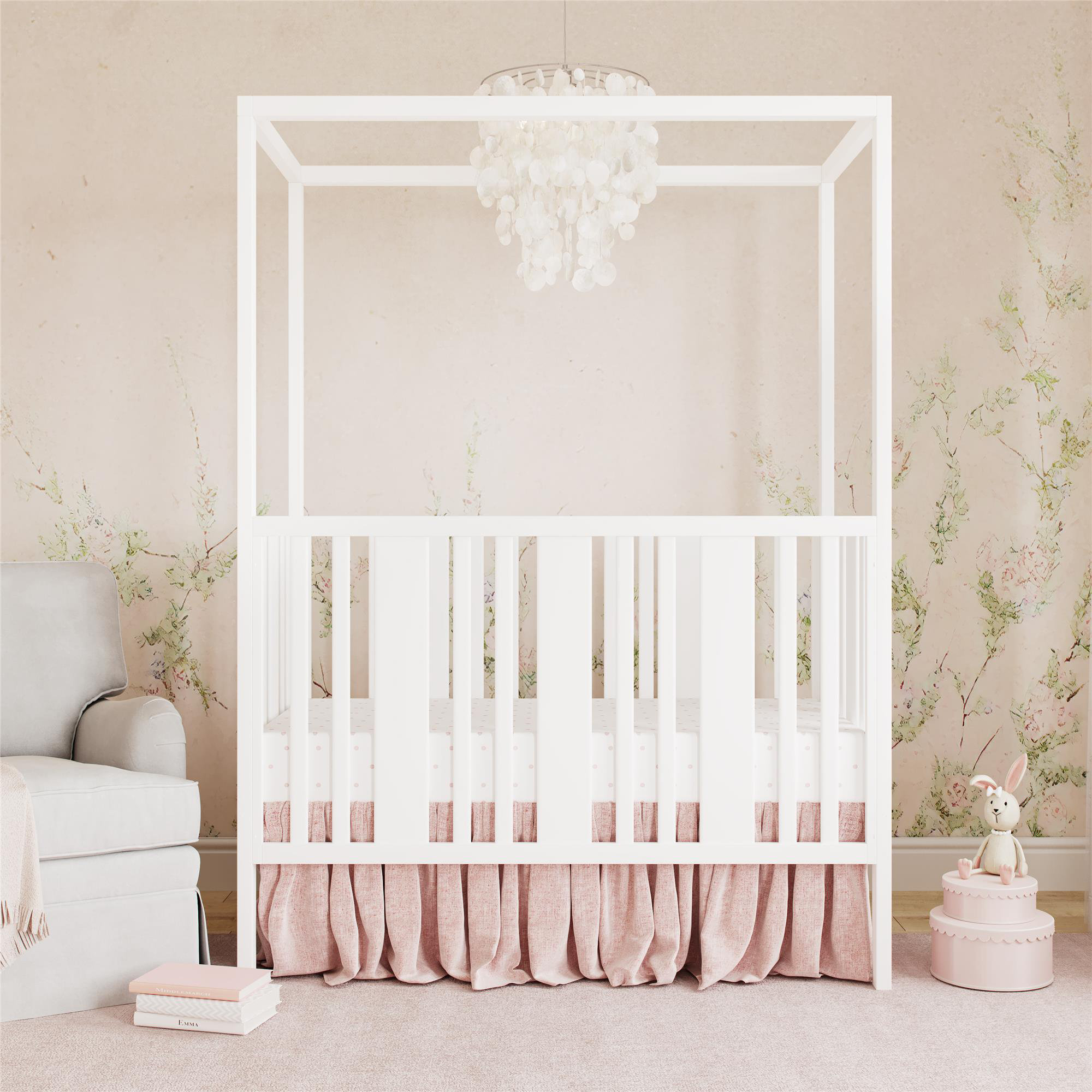 white canopy crib
