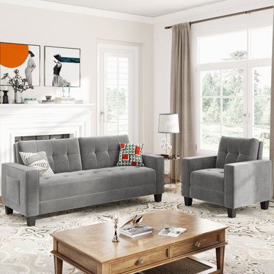 Upholstered Contemporary Style Sofa Set Furniture