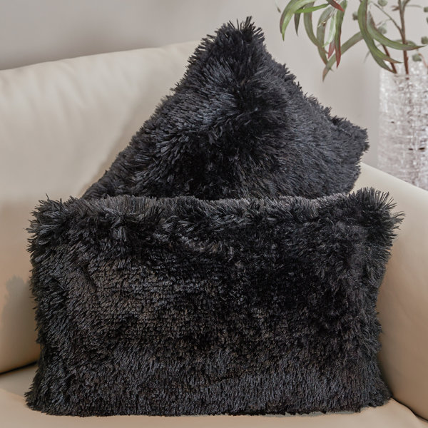 black shag pillow