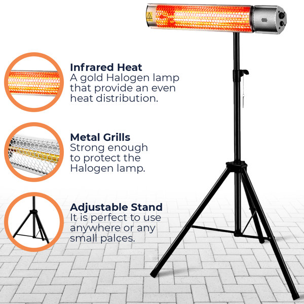 Electric Gold Tube Infrared Space Heater w// 3 Power Settings Black IP65 Waterproof Fast Heating Patio Heater for Indoor//Outdoor Tangkula 1500W Wall-Mounted Patio Heater Remote Control