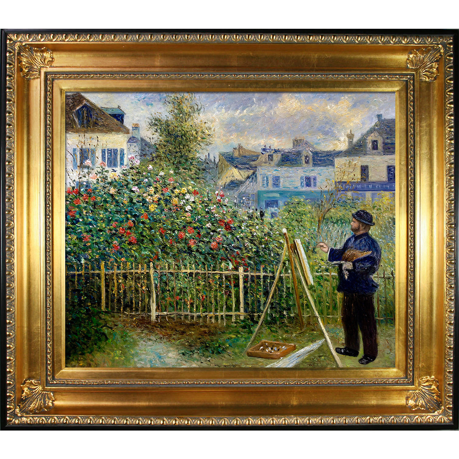 Antique Finish OverstockArt Monet Artist/'s Garden with Athenian Gold Frame Oil Painting