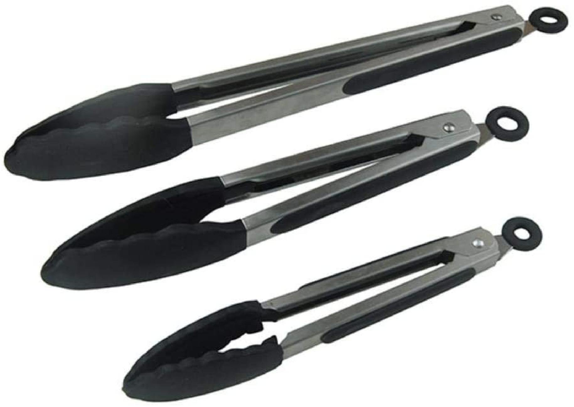 3 x Pack Silicon Mini Tong Kitchen Food Cooking Handling Non stick 7"