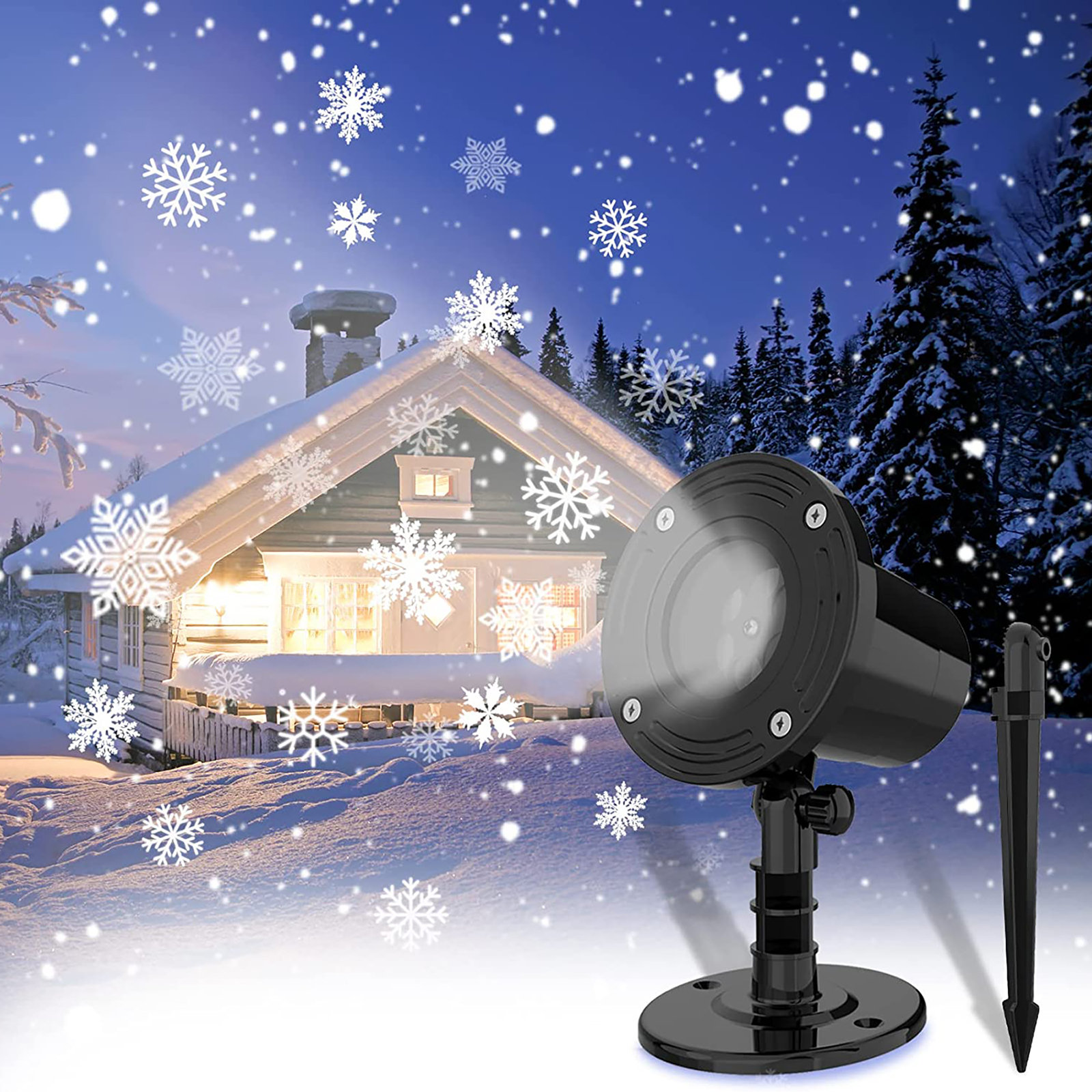 Snow Falling LED Light Christmas Moving Laser snowing scene Projector Xmas Lamp