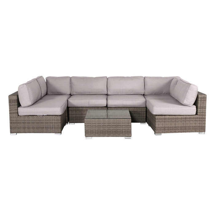 Joss and Main Conner 4 Piece Rattan Sunbrella Sofa Seating Group with Cushions