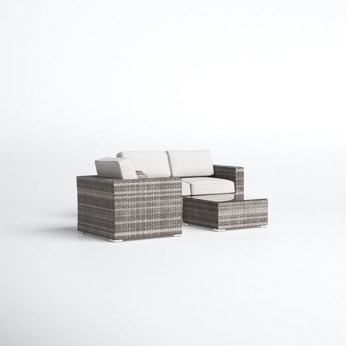 Joss and Main Conner 3 Piece Ratttan Sunbrella Seating Group with Cushions