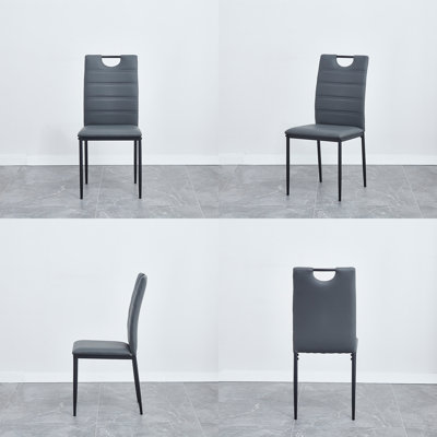 (Set Of 4) PU Leather Dining Chairs Modern Simple Curve Design by Latitude Run