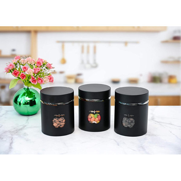 Canisters Set of 3 wih Tray Coffee Tea Canisters with Lids Copper Apple Decor Gift for her
