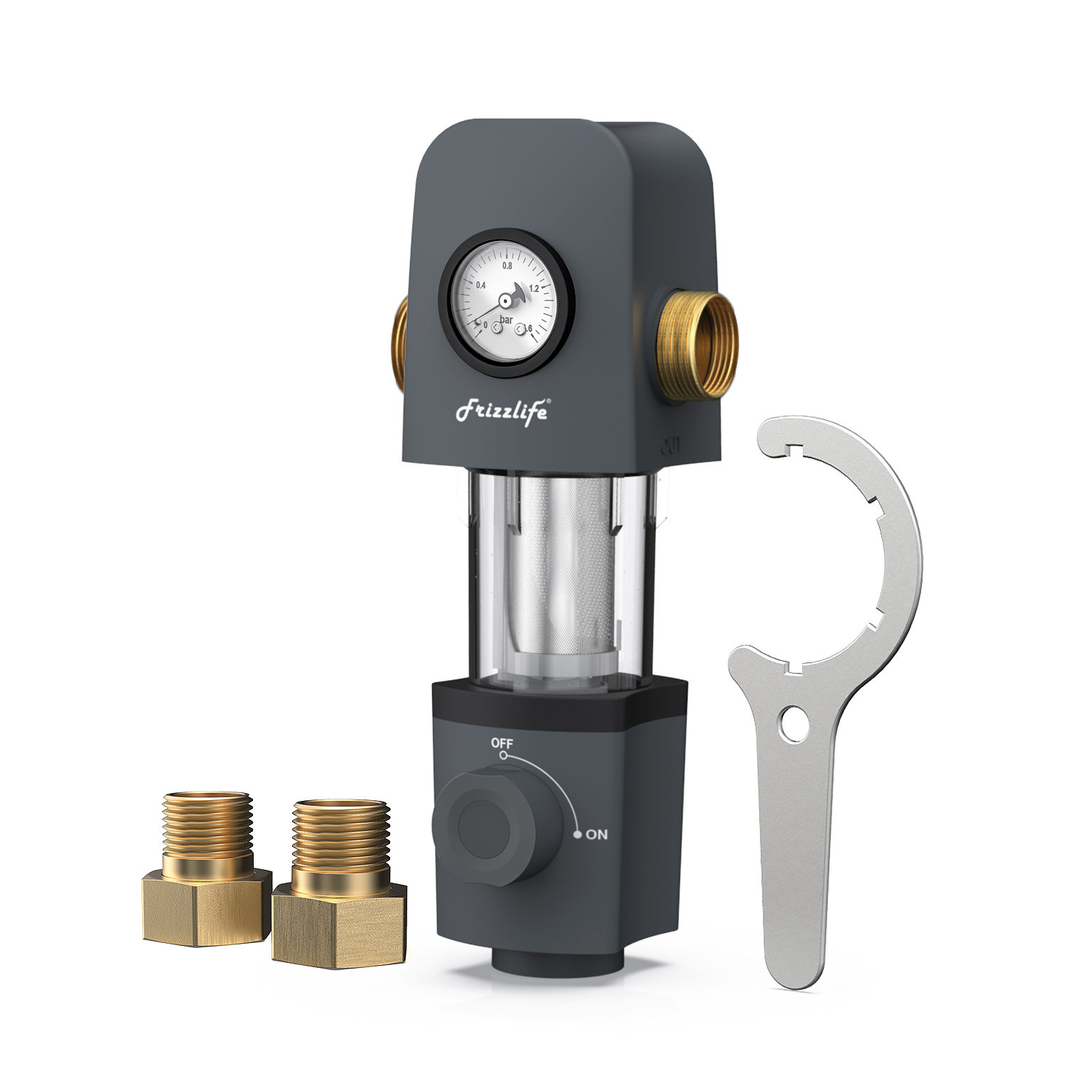 Frizzlife Whole House Sediment Water Filter With Gauge Spin Down Inline Pre Filtration System Built In Scraper 40 Micron Reusable Flushable Heavy Duty Backwash 1 Mnpt 3 4 Npt Jg400 Wayfair