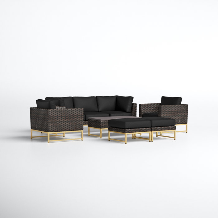Joss and Main 8 Piece Rattan Sofa Seating Group with Cushions