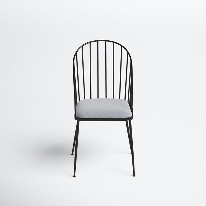 Joss and Main Marlowe Upholstered Metal Windsor Back Side Chair in Black
