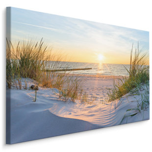 Wandbild Bild Steg Meer Strand Wasser Sand Leinwandbild 100 x 50 cm 