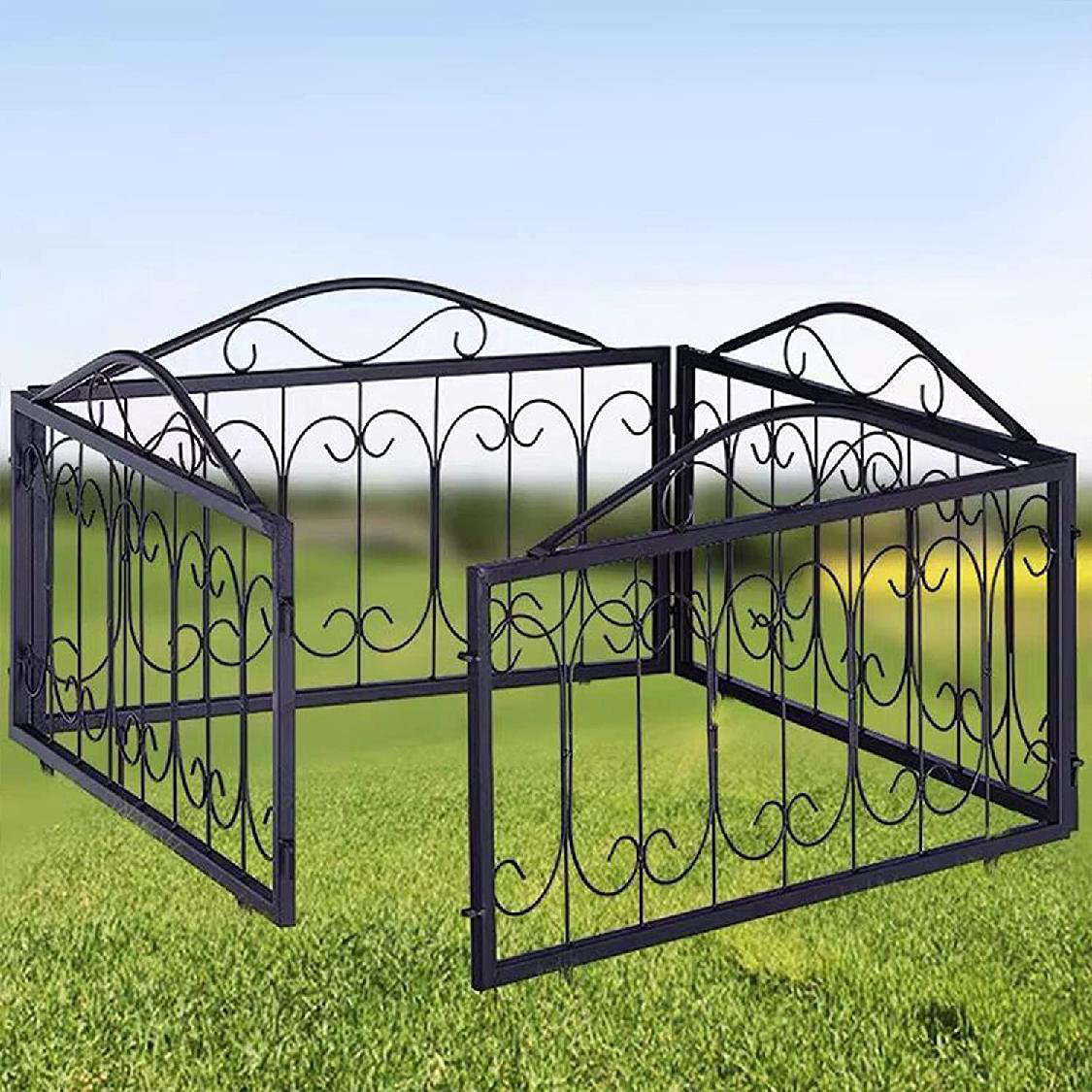Gushante Simple Style Decorative Outdoor Rustproof Metal Garden 28 X 28 Fence Panels Border For Patio Landscape Plant Flower Vegetable Bed Protective Fencing Black 4 Panels Wayfair