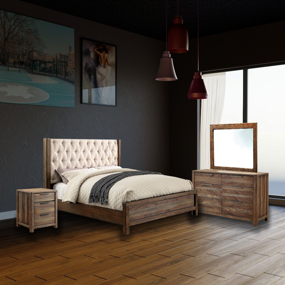 Union Rustic Fontane Queen Platform Solid Wood 4 Piece Bedroom Set Wayfair