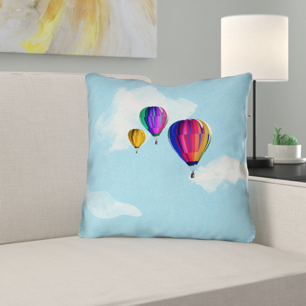 ArtVerse Katelyn Smith 14 x 14 Cotton Twill Double Sided Print with Concealed Zipper & Insert Hot Air Balloons Pillow ArtVerse Katelyn Smith 14 x 14 Cotton Twill Double Sided Print with Concealed Zipper & Insert Hot Air Balloons Pillow
