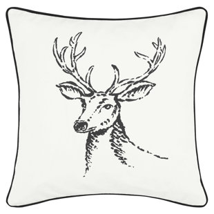 Winter Morning Stag Cotton Throw Pillow