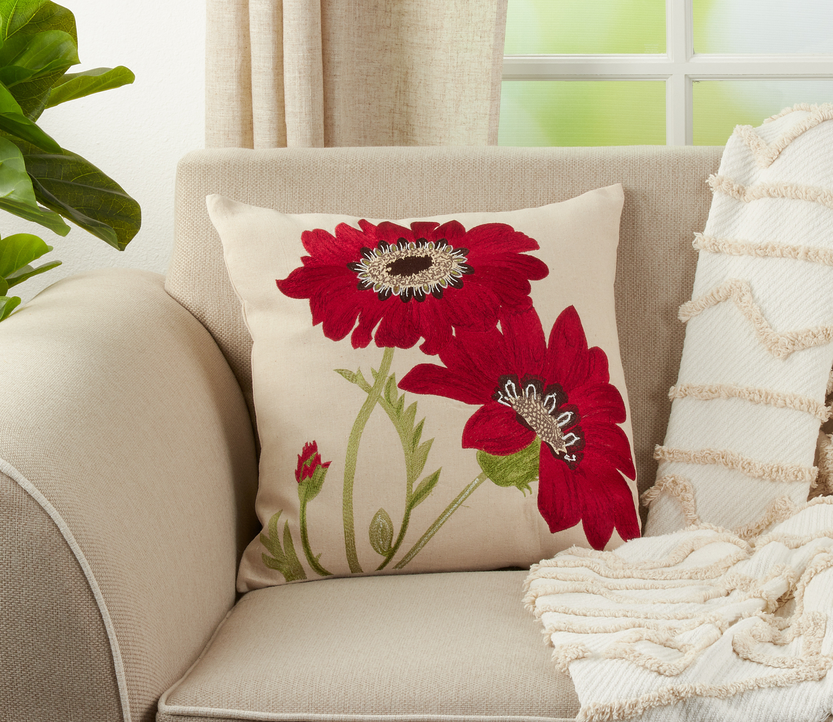 small red decorative pillows