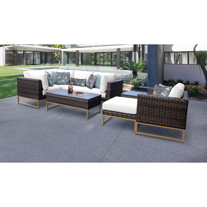 Joss and Main Nauvoo 8 Piece Rattan Sectional Seating Group with Cushions