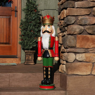 Set of 4 CHRISTMAS Decoration WOODEN SOLDIER PRINCE NUTCRACKER & CROWN 12 INCH 